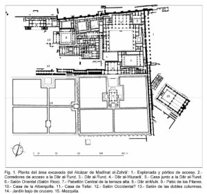 Plano de las partes excavadas del Alcázar (ALMAGRO, 2012).