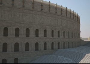 Reconstrucción tridimensional del exterior del teatro y distintas plazas de acceso (AST)